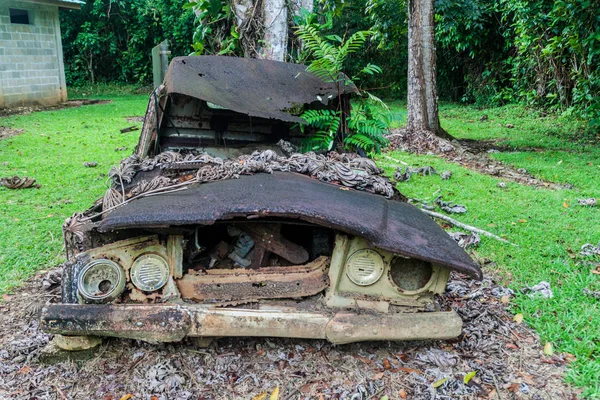 Cockscomb Havzası Wildlife Sanctuary, Belize ranger istasyonunda wrecked kamyon.