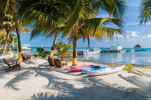 Avuç içi ve plaj adasında Caye Caulker, Belize