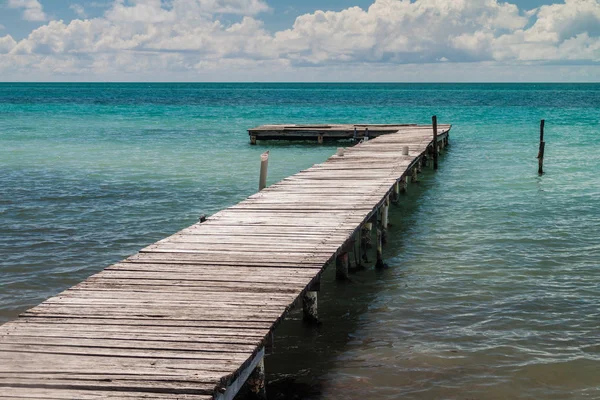 Houten Pier Het Eiland Caye Caulker Belize — Stockfoto