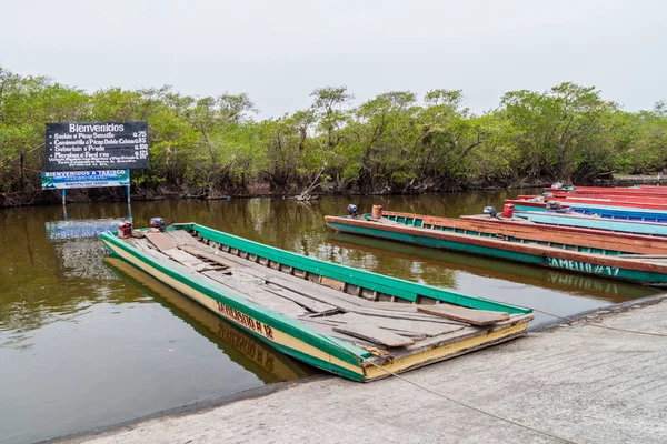Monterrico, Guatemala - 31 Mart 2016: Feribot Monterrico Köyü, Guatemala