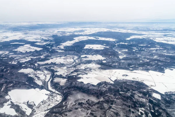 Winter Aerial View Landscape Czech Republic Berounka River Valley — Stock Photo, Image