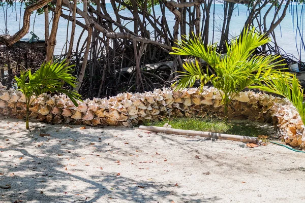 Conches adasında Caye Caulker, Belize küçük duvar yapılmış