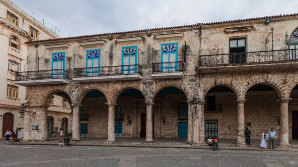 HAVANA, CUBA - FEB 20, 2016: Casa de Lombillo building on Plaza de la Catedral square in Habana Vieja.