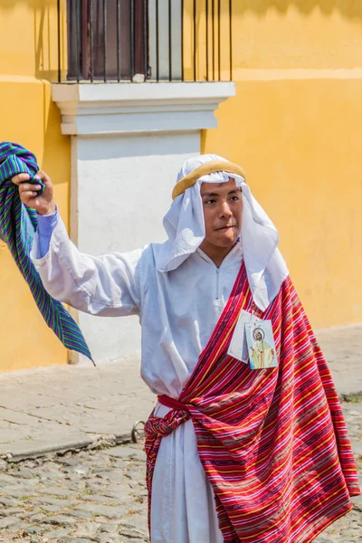 Antigua Guatemala Maart 2016 Deelnemer Van Processie Paaszondag Antigua Guatemala — Stockfoto