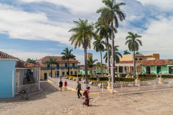 Trinidad Cuba Feb 2016 Turisti Plaza Mayor Nel Centro Trinidad — Foto Stock