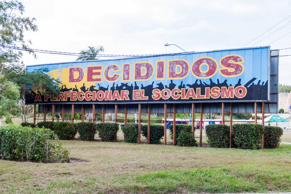 Las Tunas Kuba Jan 2016 Propaganda Billboard Plaza Revolucion Forradalom — Stock Fotó