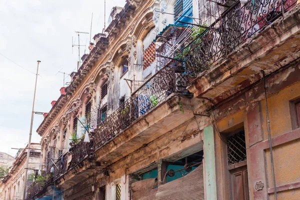 Verfallene Häuser Habana Vieja Nachbarschaft Havanna Kuba — Stockfoto