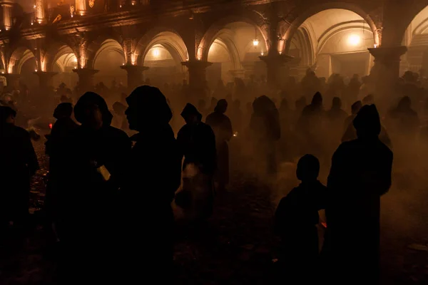 Participantes Procissão Sexta Feira Santa Antigua Cidade Guatemala — Fotografia de Stock