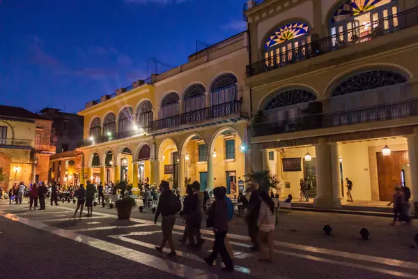 Гавана Куба Лютого 2016 Вечірнє Перегляд Старих Колоніальних Будівель Plaza — стокове фото