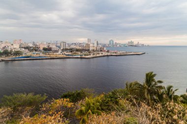 Havana, Küba'nın manzarası arka plan üzerinde