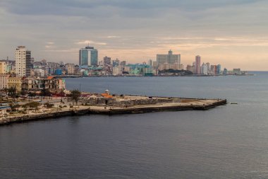 Havana, Küba'nın manzarası arka plan üzerinde