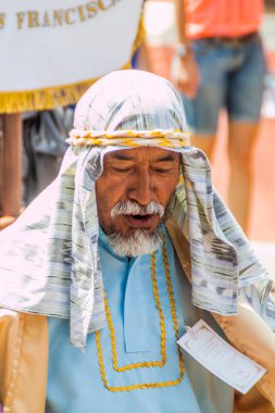Antigua, Guatemala - 27 Mart 2016: Paskalya Pazar geçit katılımcı Antigua Guatemala City.