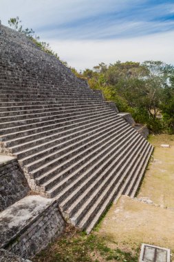 Merdiven antik Maya şehir Uxmal, Meksika kalıntıları, büyük piramit
