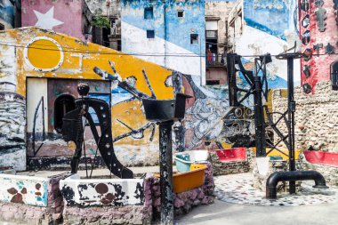 Havana, Küba - 20 Şubat 2016: Street sanat Callejon de Hamel Havana Centro mahallede
