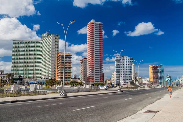 Habana Cuba Febrero 2016 Famosa Unidad Costera Malecón Habana Skyline — Foto de Stock