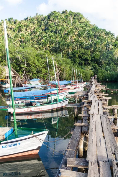 Boca Miel Kuba Feb 2016 Fischerboote Ankern Der Mündung Des — Stockfoto
