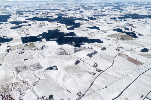 Winter Aerial View Landscape Bavaria Munich Germany — Stock Photo, Image