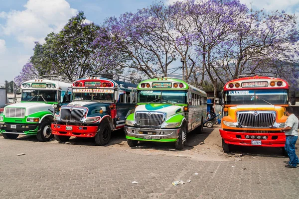 Antigua Guatemala Marzo 2016 Colores Autobuses Pollo Antiguos Autobuses Escolares — Foto de Stock