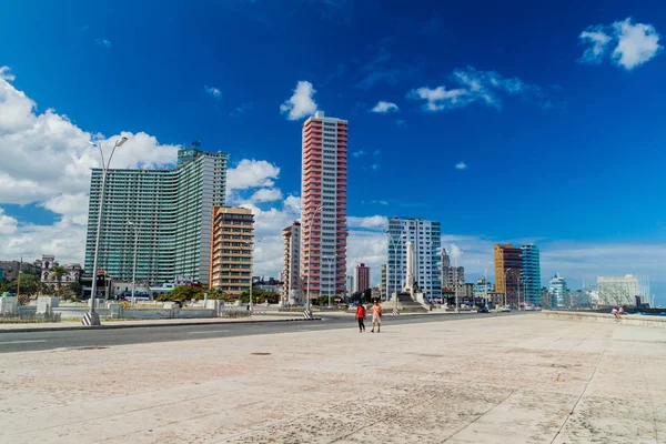 Habana Cuba Febrero 2016 Famosa Unidad Costera Malecón Habana Skyline — Foto de Stock