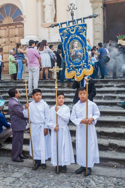 Antigua Guatemala März 2016 Teilnehmer Einer Prozession Ostersonntag Antigua Guatemala — Stockfoto