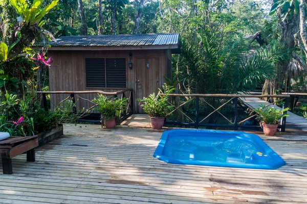 View of a jungle lodge, Guatemala