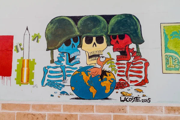 Santa Clara Kuba Luty 2016 Anty Wojny Mural Santa Clara — Zdjęcie stockowe