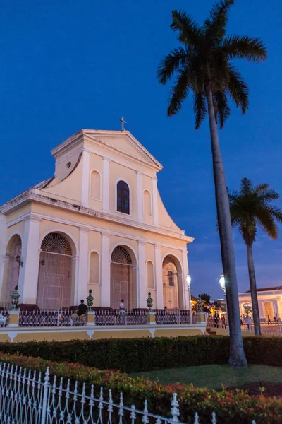 Trinidad Kuba Února 2016 Noční Pohled Kostela Iglesia Parroquial Santisima — Stock fotografie