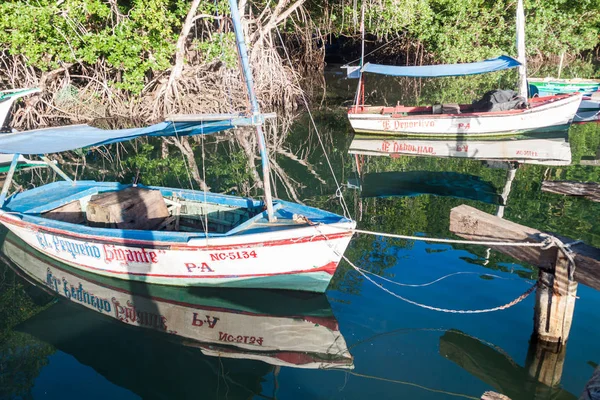 Boca Miel Cuba Feb 2016 Fishing Boats Anchored Rio Miel — Stock Photo, Image