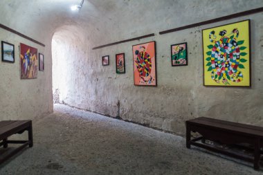 Santiago De Cuba, Cuba - 1 Şubat 2016: İç kale San Pedro de La Roca del Morro, Santiago de Cuba, Cuba