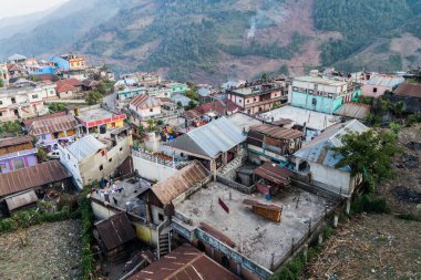 San Mateo Ixtatan Town, Guatemala havadan görünümü