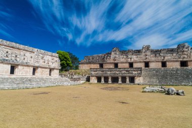 Bir rahibe Quadrangle (Cuadrangulo de las Monjas) bina kompleksinde antik Maya şehir Uxmal, Meksika kalıntıları