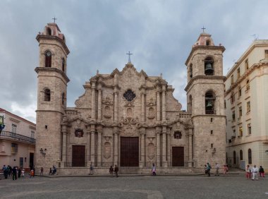 HAVANA, CUBA - FEB 20, 2016: Catedral de San Cristobal on Plaza de la Catedral square in Habana Vieja