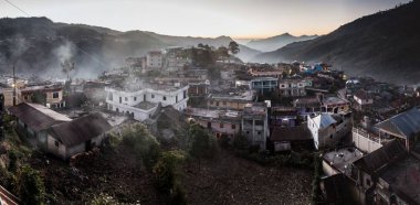 San Mateo Ixtatan Town, Guatemala havadan görünümü