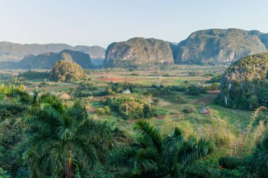 Sabah görünümü Vinales vadinin mogote Dağları, Küba ile