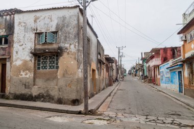 Matanzas, Cuba - 16 Şubat 2016: Merkezi Matanzas, Cuba sokaklarda görünümünü