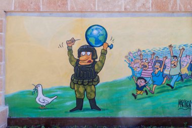SANTA CLARA, CUBA - FEB 13, 2016: Anti war mural in Santa Clara, Cuba clipart