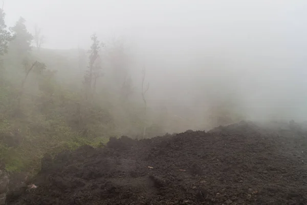 Niebla Que Cubre Campo Lava Del Volcán Pacaya Guatemala — Foto de Stock