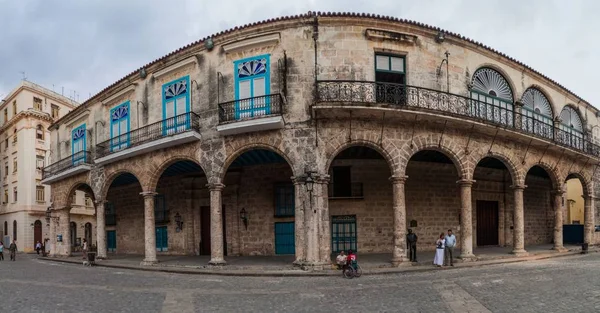 HAVANA, CUBA - FEB 20, 2016: Casa de Lombillo building on Plaza de la Catedral square in Habana Vieja.