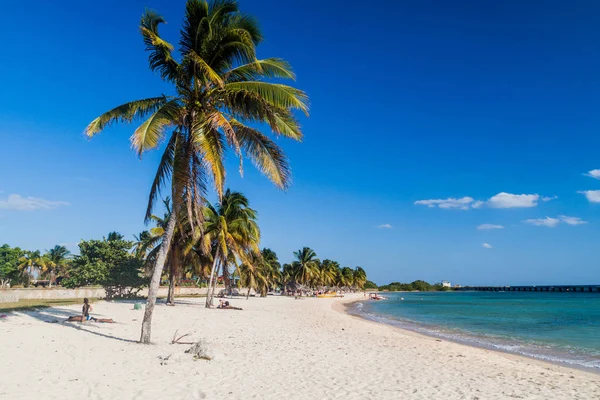 Playa Giron Cuba Feb 2016 Туристы Пляже Playa Giron Куба — стоковое фото