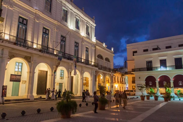 Habana Cuba Feb 2016 Vista Nocturna Los Antiguos Edificios Coloniales — Foto de Stock