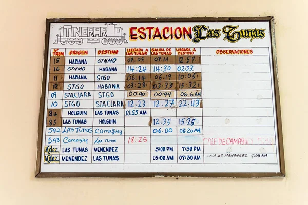 Horario Del Tren Estación Las Tunas Cuba — Foto de Stock