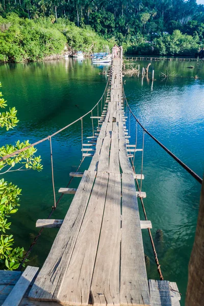 Hängebrücke Über Rio Miguel Der Nähe Von Baracoa Kuba — Stockfoto