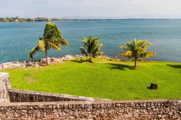 Blick Vom Castillo San Felipe Spanische Kolonialfestung Eingang Zum Izabalsee — Stockfoto