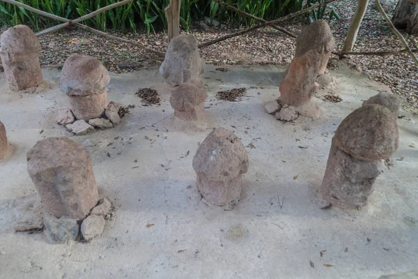 Falos Piedra Antigua Ciudad Maya Uxmal México —  Fotos de Stock