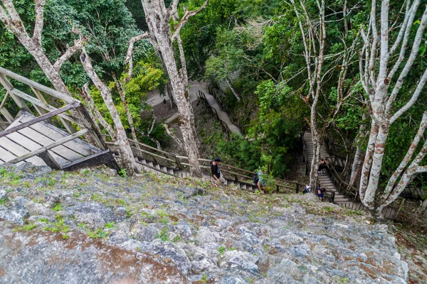 Yaxha, Guatemala - 12 Mart 2016: İnsan yapısı 216 Arkeoloji alanında Yaxha, Guatemala ziyaret edin
