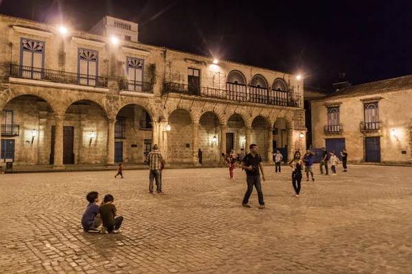 Habana Cuba Feb 2016 Vista Nocturna Los Antiguos Edificios Coloniales — Foto de Stock