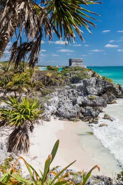 Ruinen Der Antiken Maya Stadt Tulum Und Des Karibischen Meeres — Stockfoto