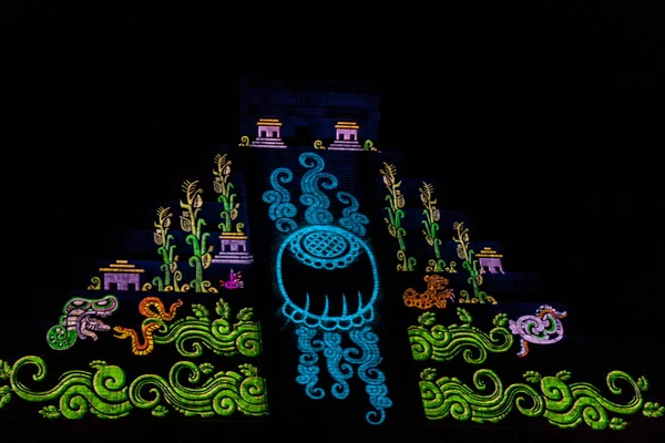 Chichen Itza Mexique Février 2016 Spectacle Lumière Pyramide Kukulkan Dans — Photo