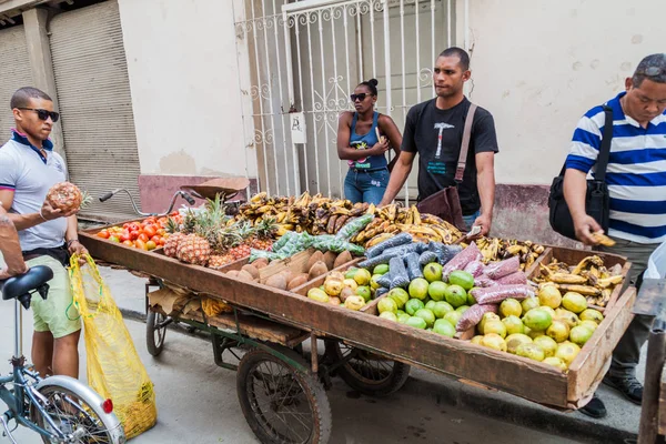 Havana, Küba - 22 Şubat 2016: Eski Havana'da meyve ve sebze sepeti.