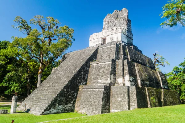 Temple II Grand Plaza arkeolojik alanında Tikal, Guatemala